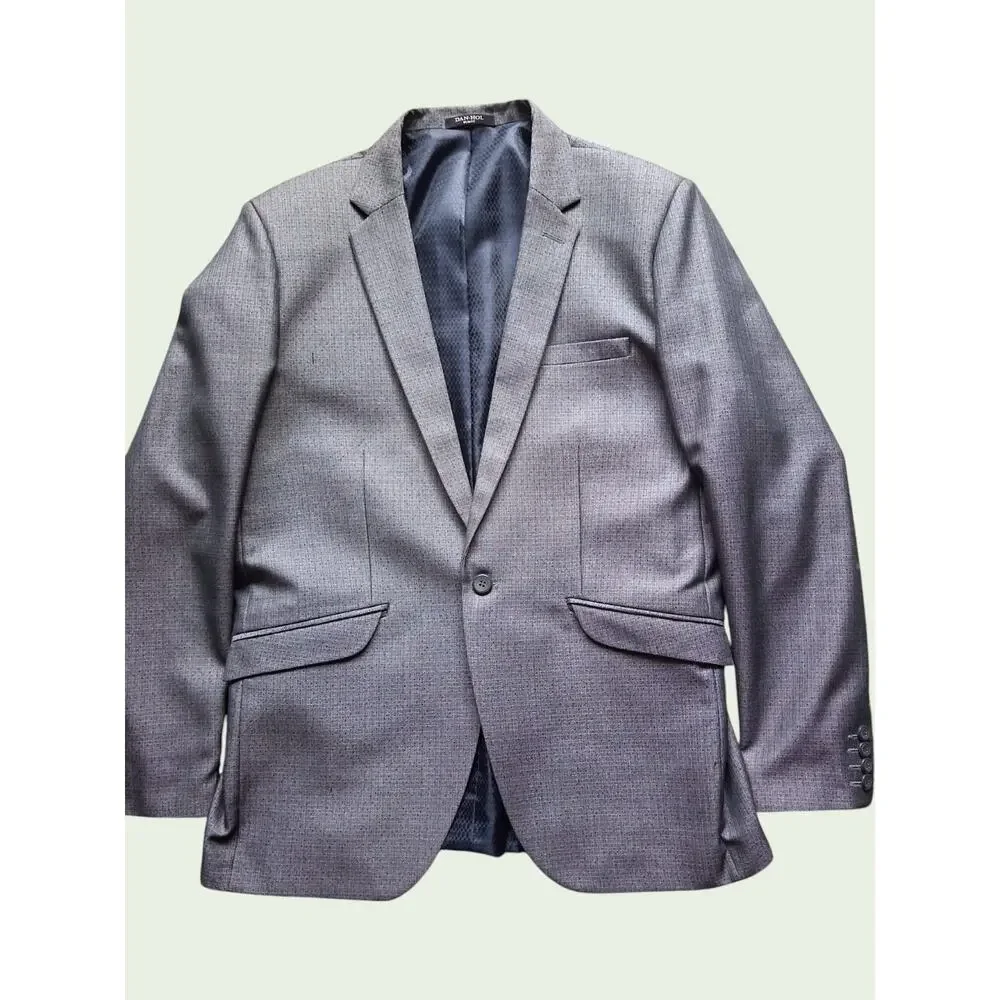 Dan-Hol Slim Fit Gray 2 Piece Suit Mens L 34x30 One Button Career Wedding